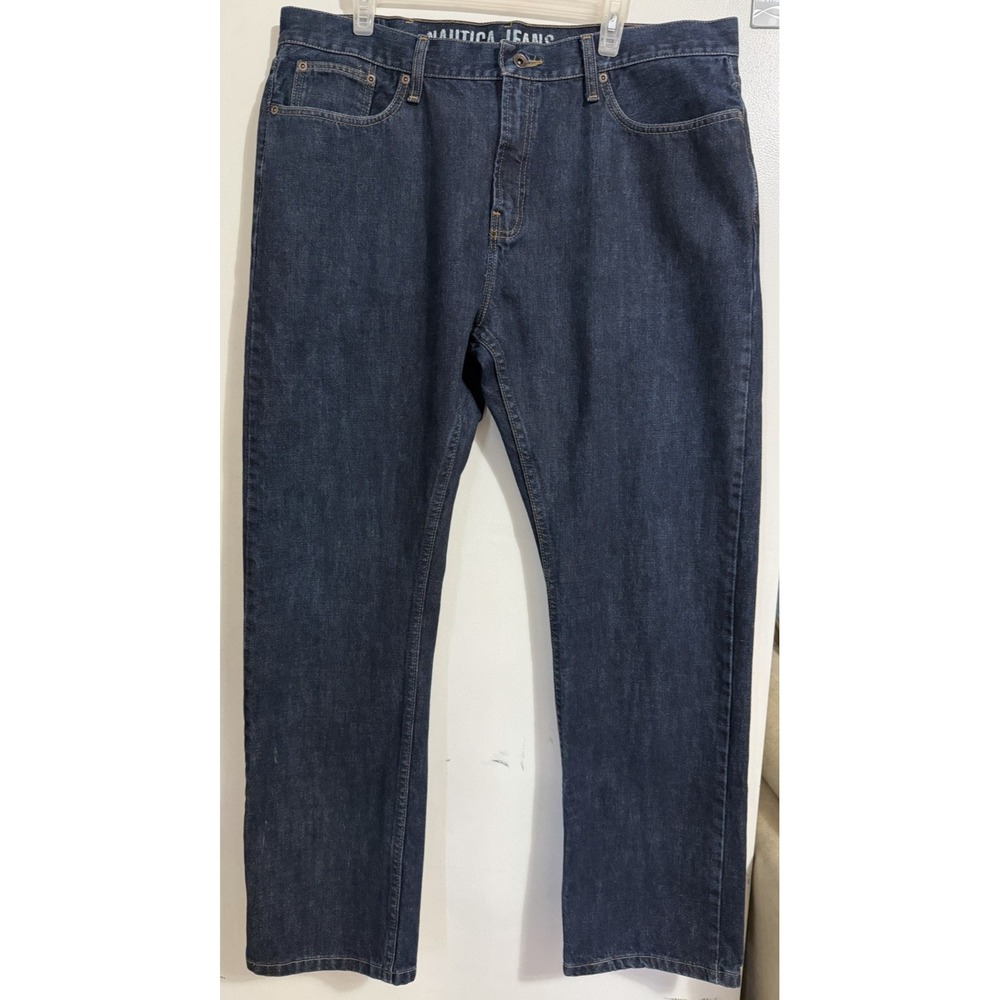 Nautica Jeans Co Men's Blue Dark Wash Denim Straight Fit - Size 38 X 32 EUC